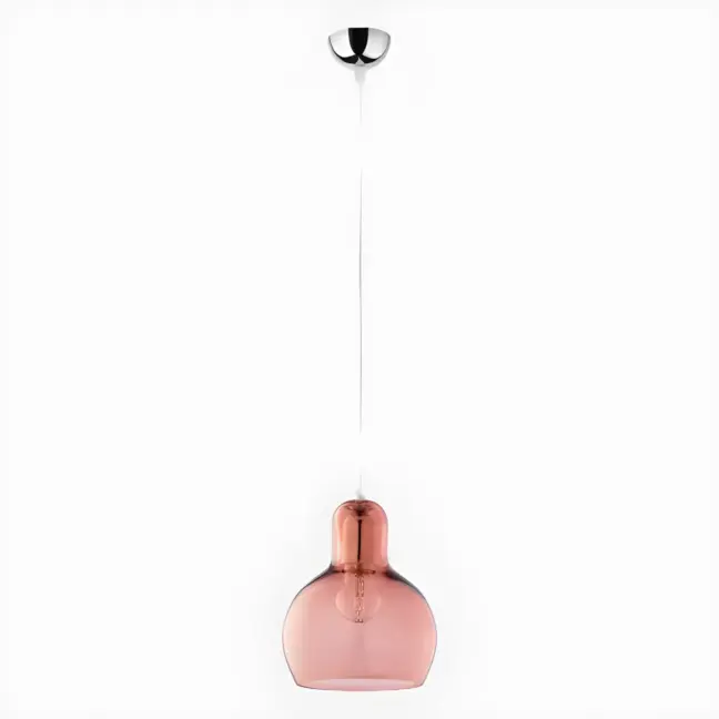 Wisząca lampa Mango z różowym szklanym kloszem