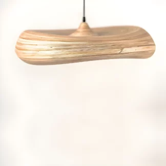 Wisząca lampa Stella M z płaskim bambusowym kloszem