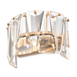 Złoty kinkiet Puntes ozdobiony kryształkami