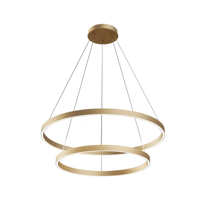 Złota wisząca lampa Rim z dwoma ledowymi okręgami