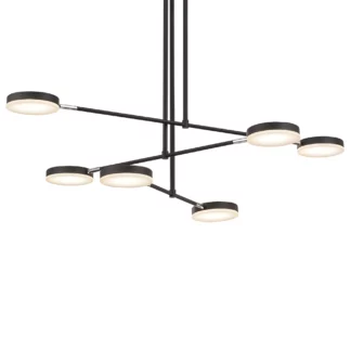 Nowoczesny żyrandol Fad 6 w kolorze czarnym z technologią LED