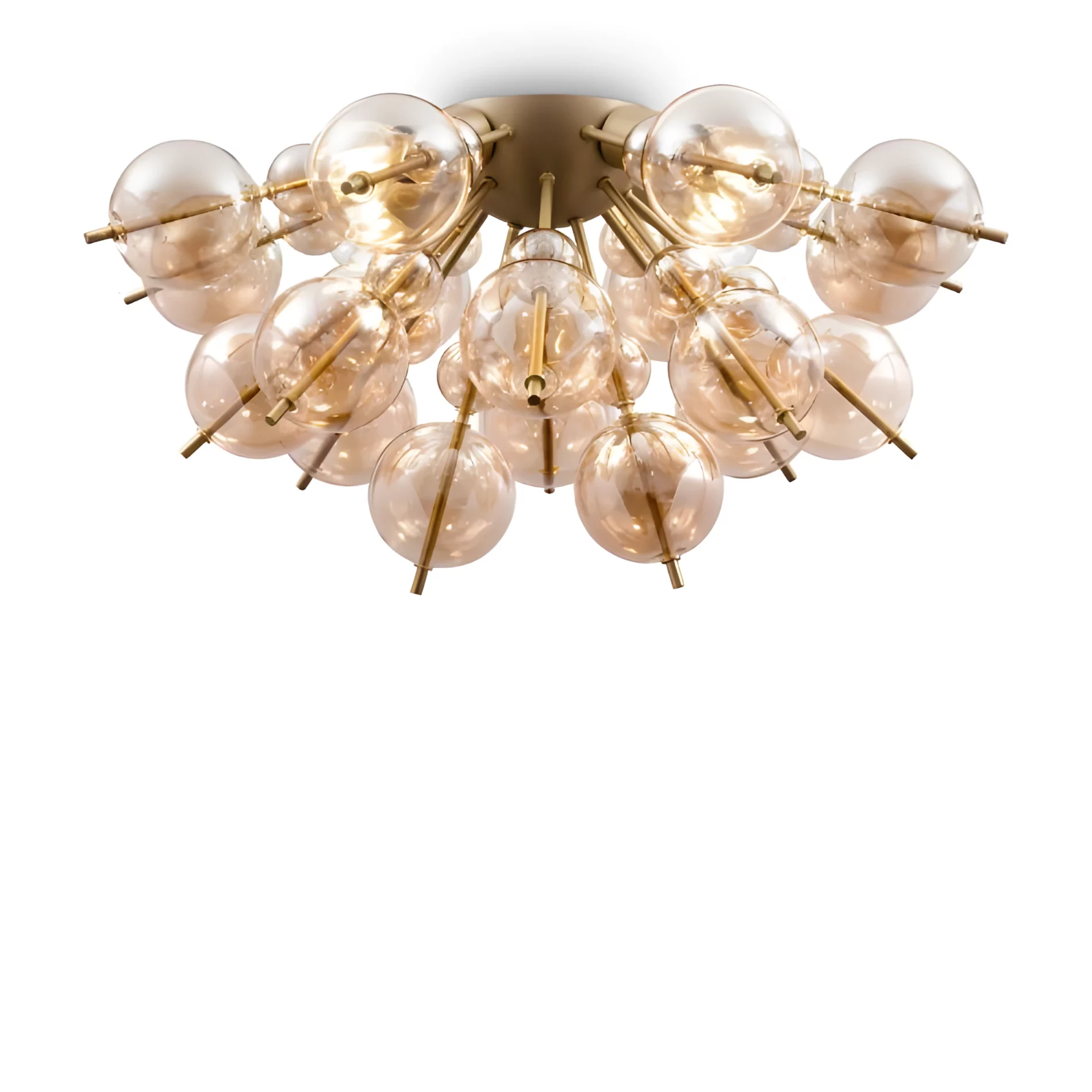 Lampa sufitowa Bolla z pozłacanymi, szklanymi kloszami