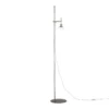 Srebrna lampa podłogowa Erich z mlecznym, szklanym kloszem