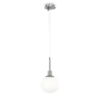 Srebrna wisząca lampa Erich z mlecznym kloszem