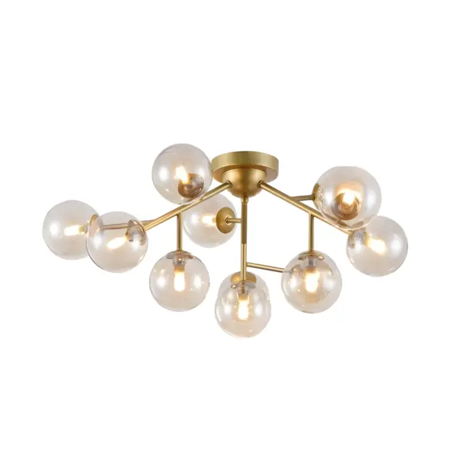 Złota lampa sufitowa Dallas z 12 kloszami