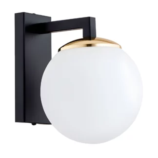 Czarny kinkiet Moritz z kulistym, szklanym kloszem