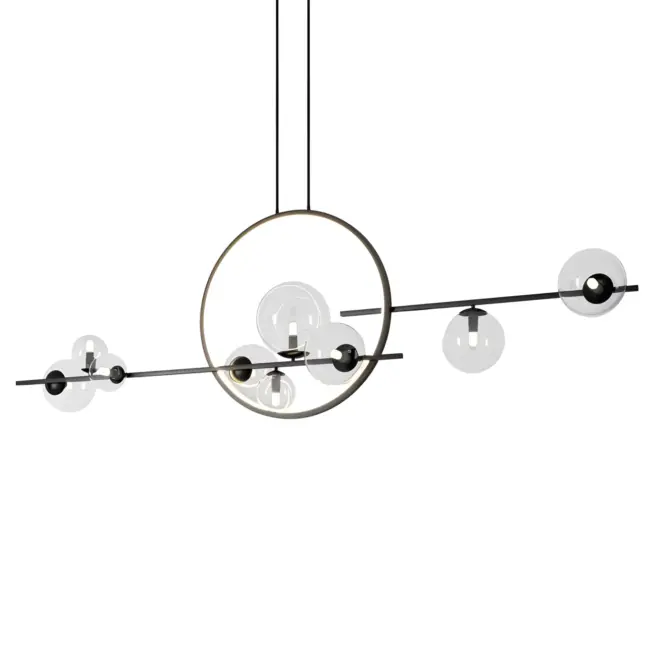 Czarna lampa wisząca Orion Double z szklanymi kulami
