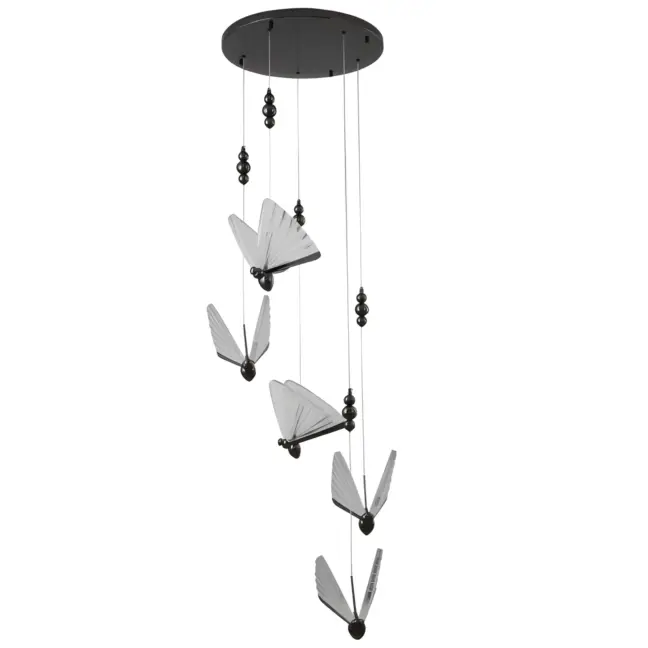 Czarna wisząca lampa Bee z pięcioma kloszami LED