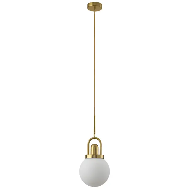 Lampa Pearl z wiszącym szklanym kloszem w złotym wykończeniu