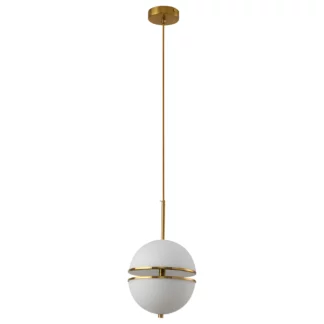 Stylowa lampa wisząca Sfera 1 z mlecznym kloszem w kształcie kuli