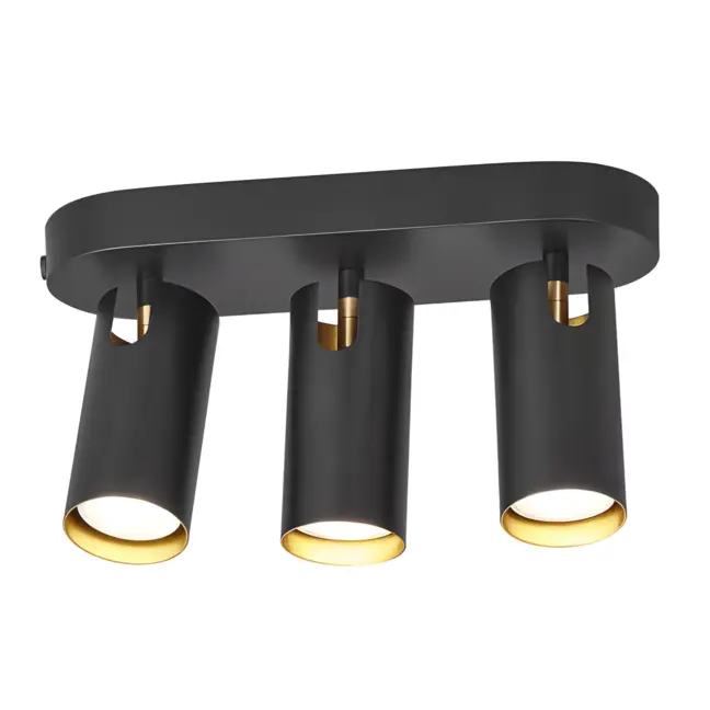 Czarna sufitowa lampa Mimi od DFTP z trzema reflektorami