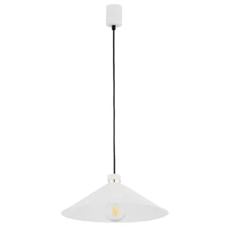 Biała wisząca lampa Neshville z szerokim, stożkowym kloszem