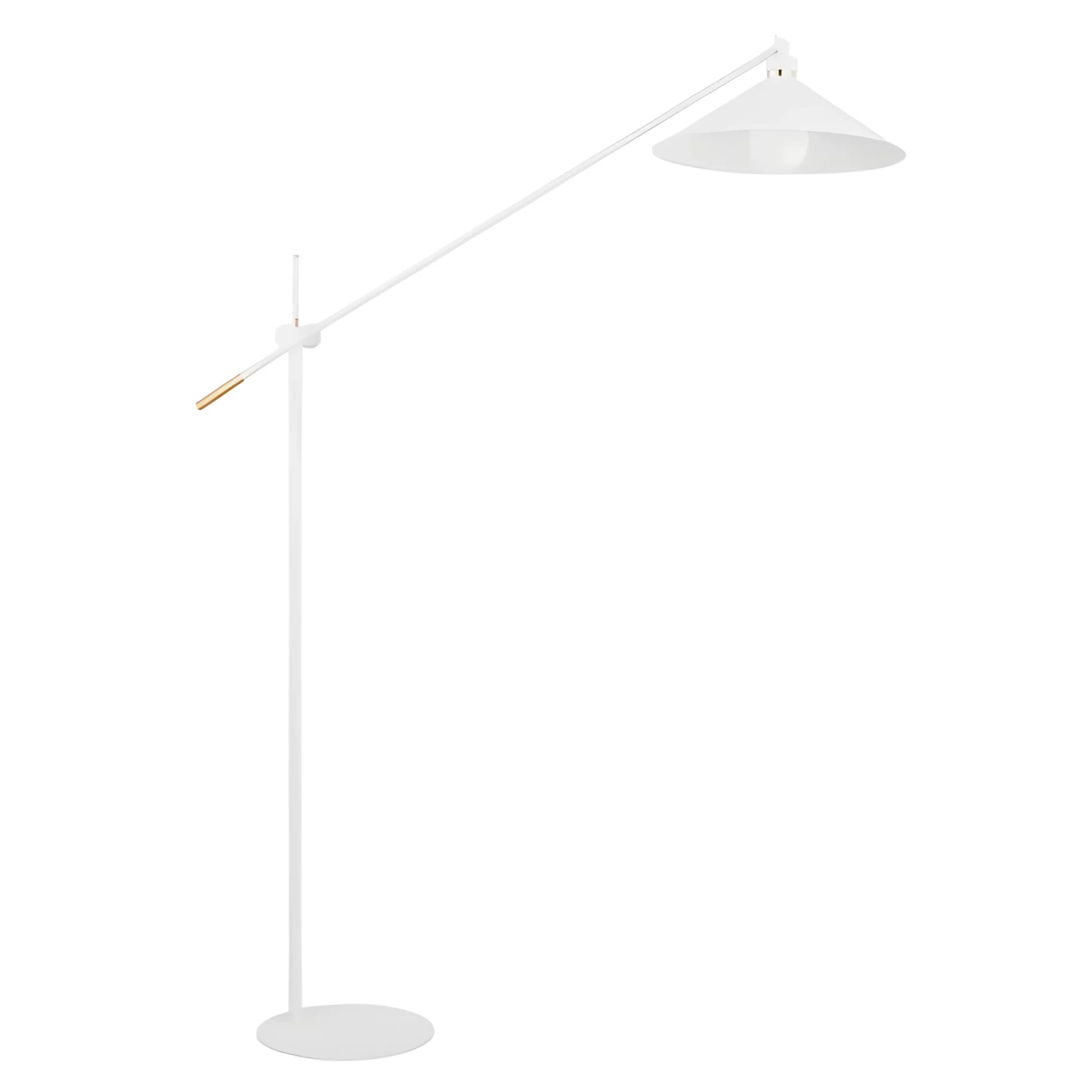 Biała lampa podłogowa Nashville z kloszem w kształcie stożka