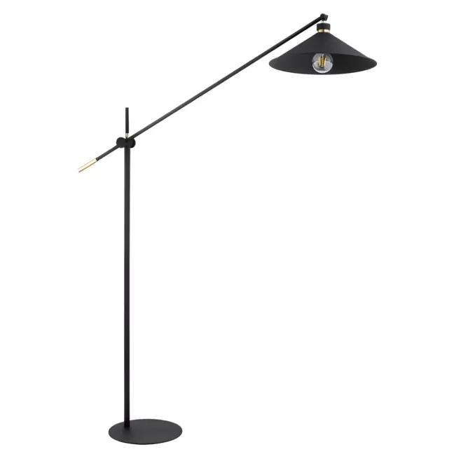 Czarna lampa podłogowa Nashville z eleganckimi złotymi akcentami