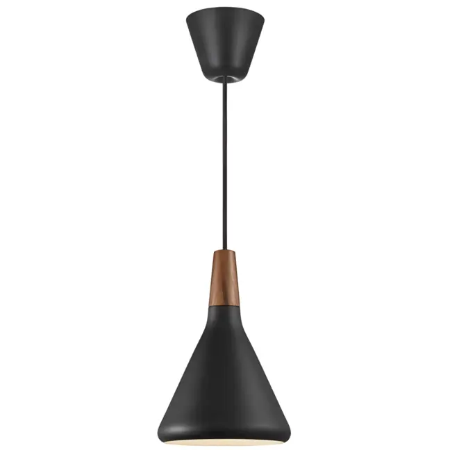 Wisząca lampa Nori 18 w kolorze czarnym z drewnianym akcentem – DFTP