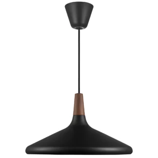 Wisząca lampa Nori 39 od DFTP w czarnym kolorze z szerokim kloszem