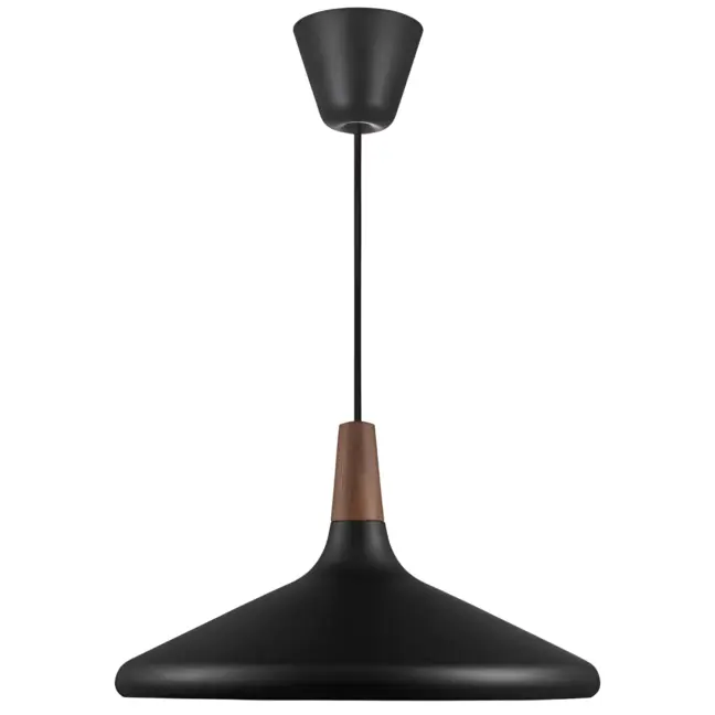 Wisząca lampa Nori 39 od DFTP w czarnym kolorze z szerokim kloszem