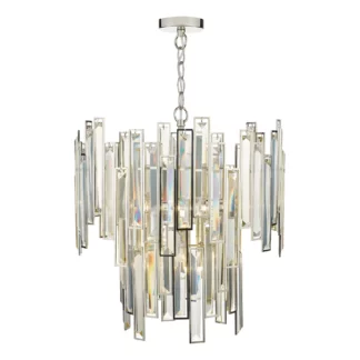 Srebrny żyrandol Odile z kryształkami o efektownym wyglądzie