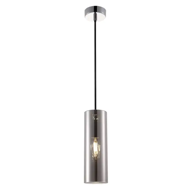 Wisząca lampa Gioia z przezroczystego szkła w kolorze chromu