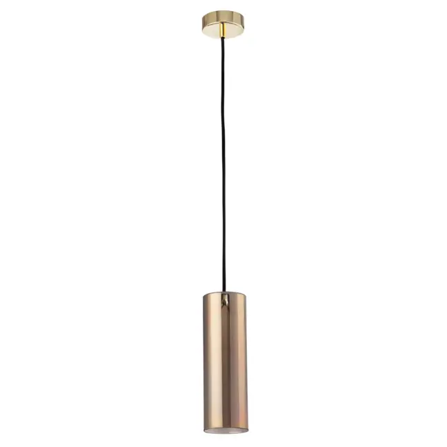Wisząca lampa Gioia w złotym kolorze ze szklanym kloszem
