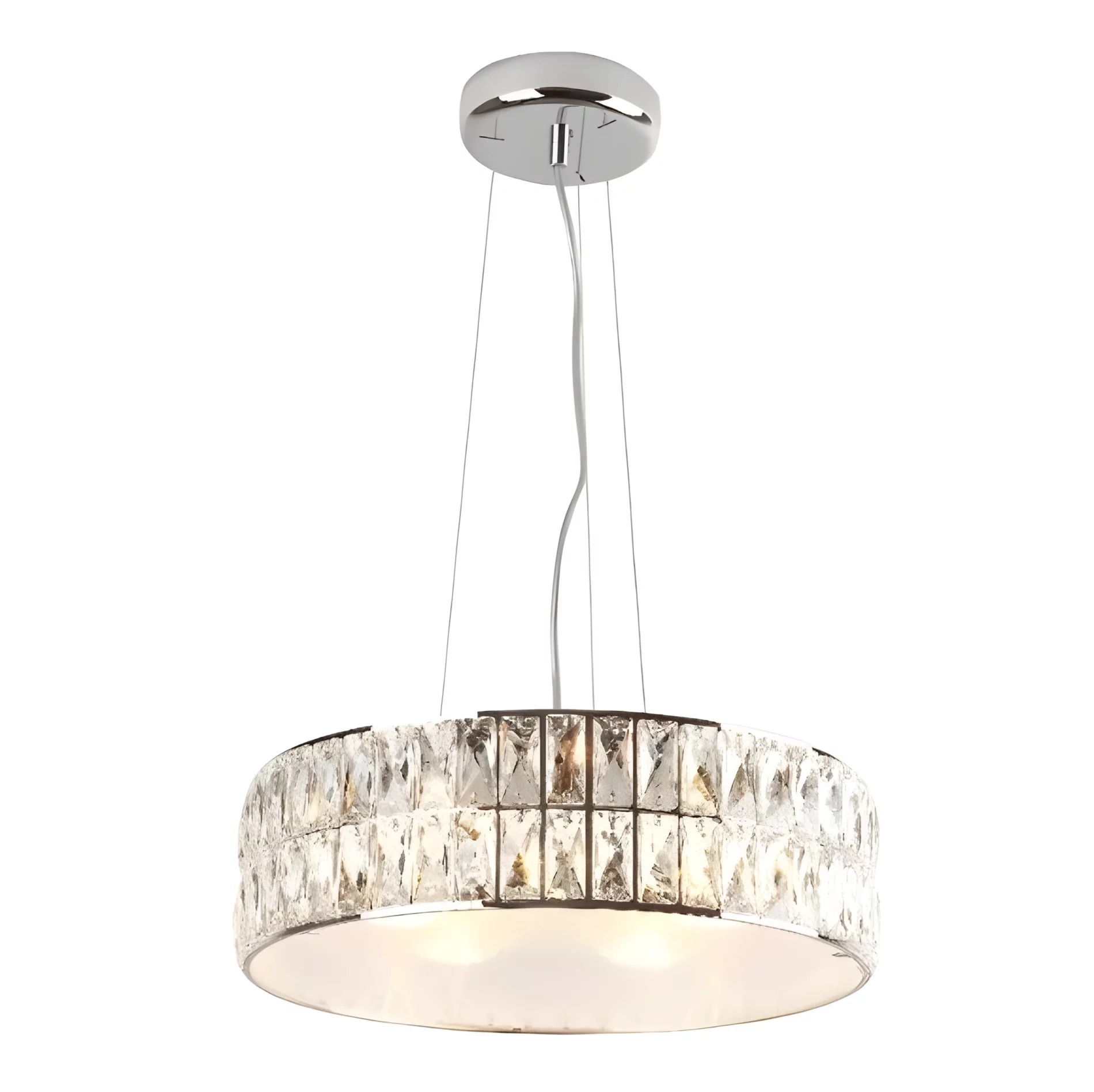 Stylowa lampa wisząca Diamante z okrągłym kloszem i dekoracyjnymi kryształkami