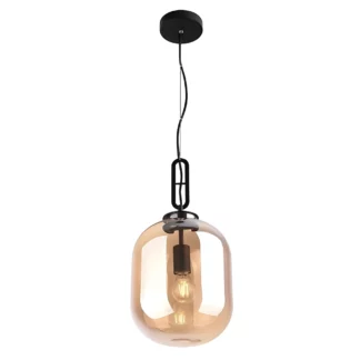 Stylowa wisząca lampa Honey z bursztynowym kloszem