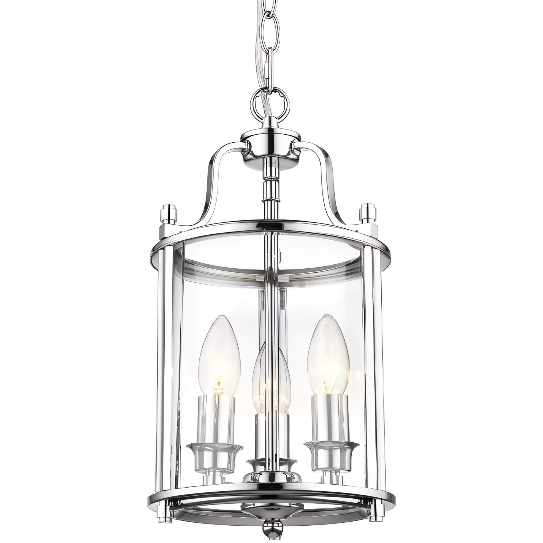 Srebrna wisząca lampa New York z kloszem ze szkła