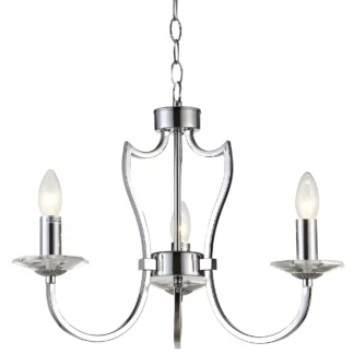 Elegancki srebrny żyrandol Riga wykonany ze szkła kryształowego