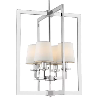 Srebrna lampa wisząca London z białymi abażurami