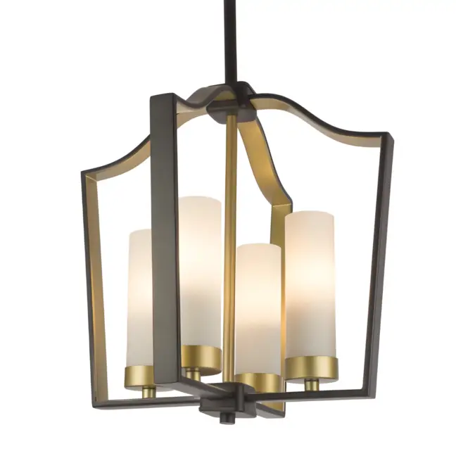 Wisząca lampa Dublin w brązowym kolorze ze szklanymi kloszami i złotymi akcentami