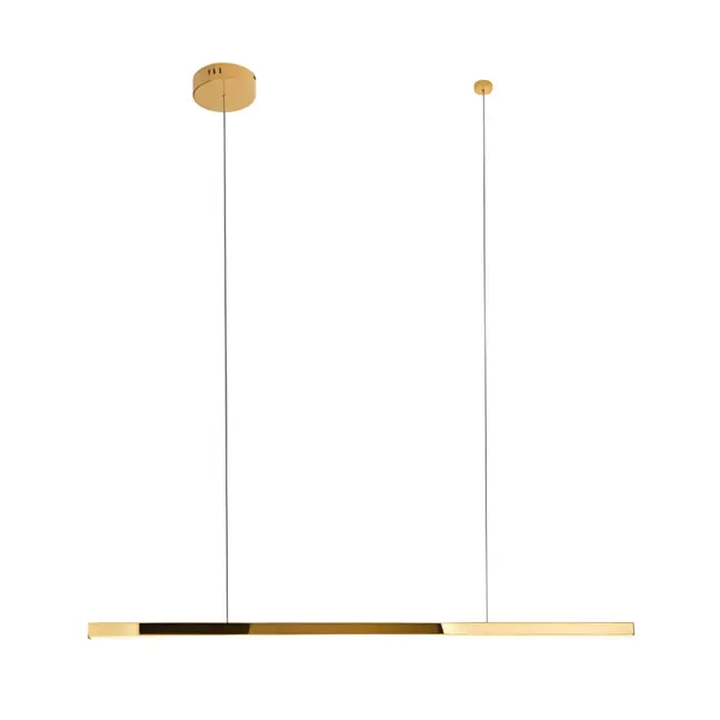 Złota, ściemnialna lampa wisząca Trio o eleganckim designie