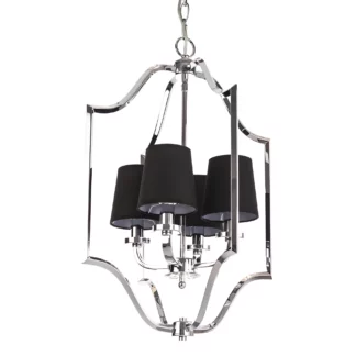 Srebrna wisząca lampa New York z czarnymi abażurami