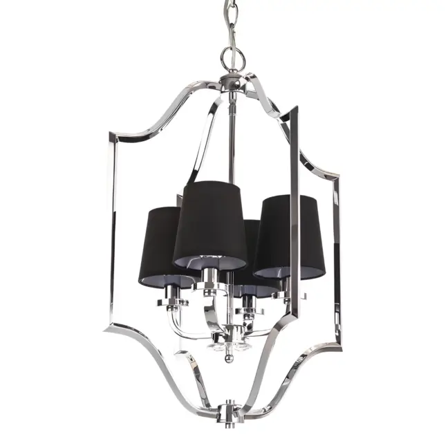 Srebrna wisząca lampa New York z czarnymi abażurami