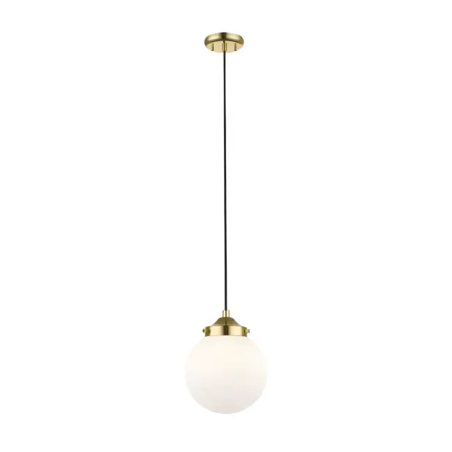 Złota lampa wisząca Riano z mlecznym kloszem