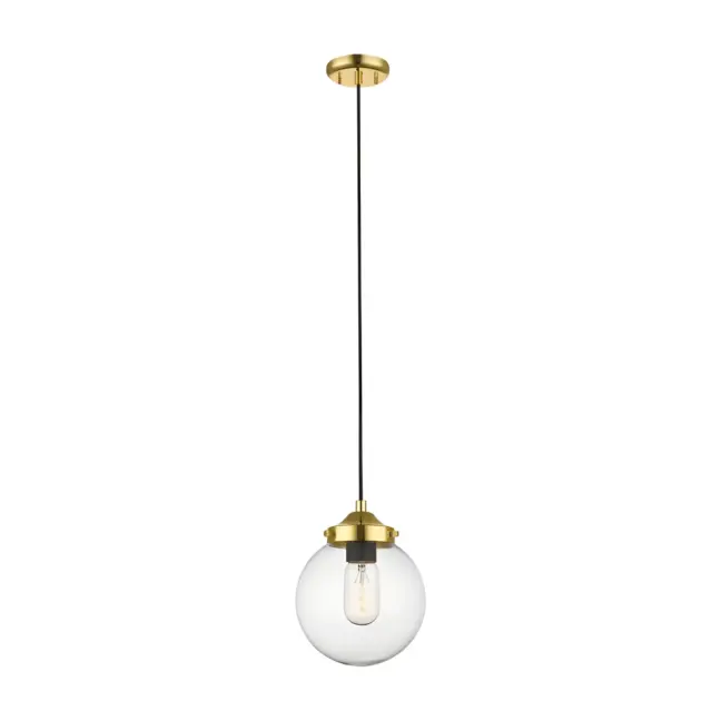 Wisząca lampa Riano ze szkła i złotymi akcentami