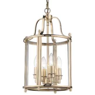 Złota wisząca lampa New York z kloszem ze szkła