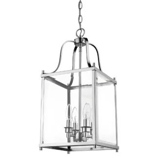 Srebrna, wisząca lampa w kształcie kwadratu New York