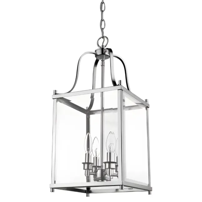 Srebrna, wisząca lampa w kształcie kwadratu New York