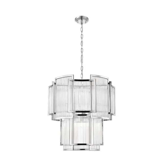 Srebrna klasyczna lampa wisząca Sergio L w dużym rozmiarze