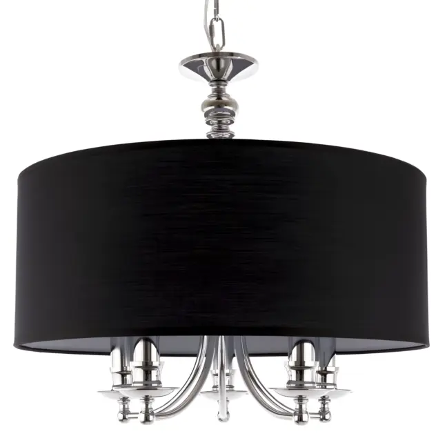 Srebrna lampa wisząca Abu Dhabi z czarnym abażurem