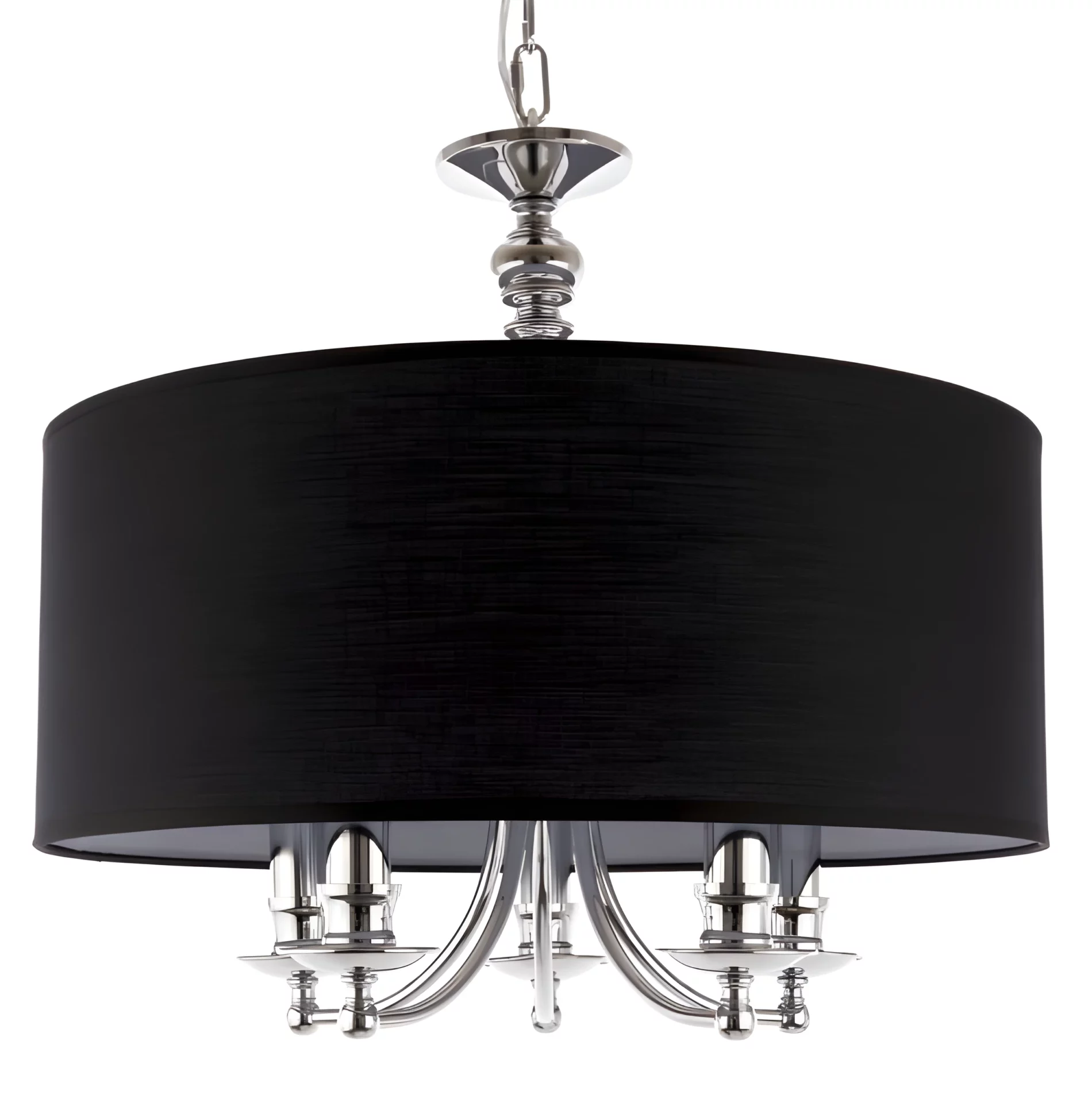 Srebrna lampa wisząca Abu Dhabi z czarnym abażurem