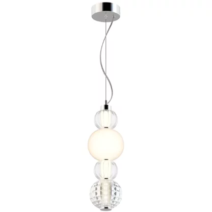 Pionowa wisząca lampa Collar z LED i szklanymi kulami