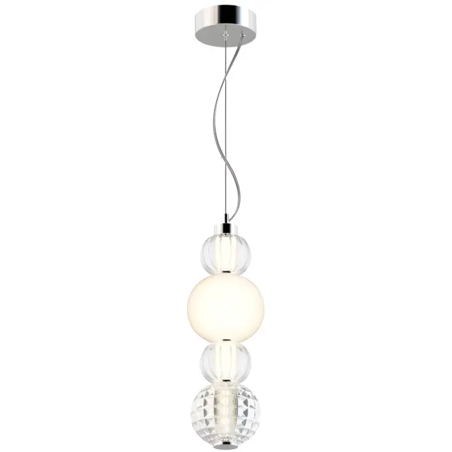 Pionowa wisząca lampa Collar z LED i szklanymi kulami