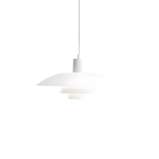 Biała lampa wisząca Louis Poulsen PH 4/3 o średnicy 40 cm