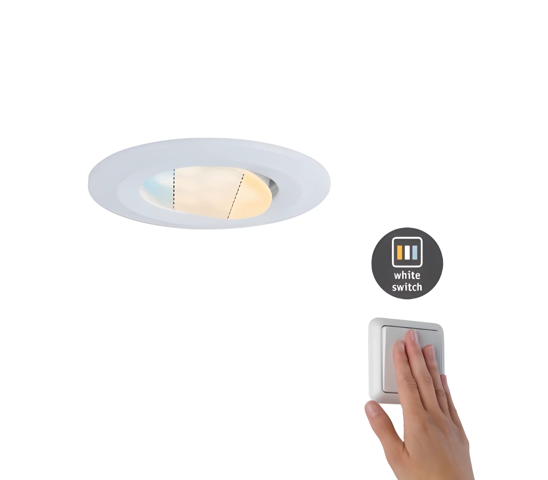 Oczko sufitowe Calla z LED, IP65, możliwość wyboru trzech barw światła