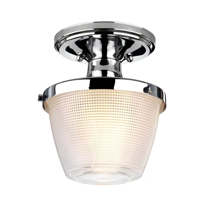 Srebrna lampa sufitowa Dublin z szklanym kloszem i klasą szczelności IP44