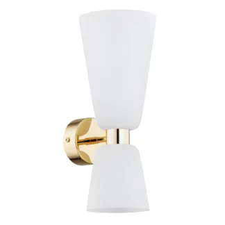 Elegancki złoty kinkiet Reno ze szklanym kloszem