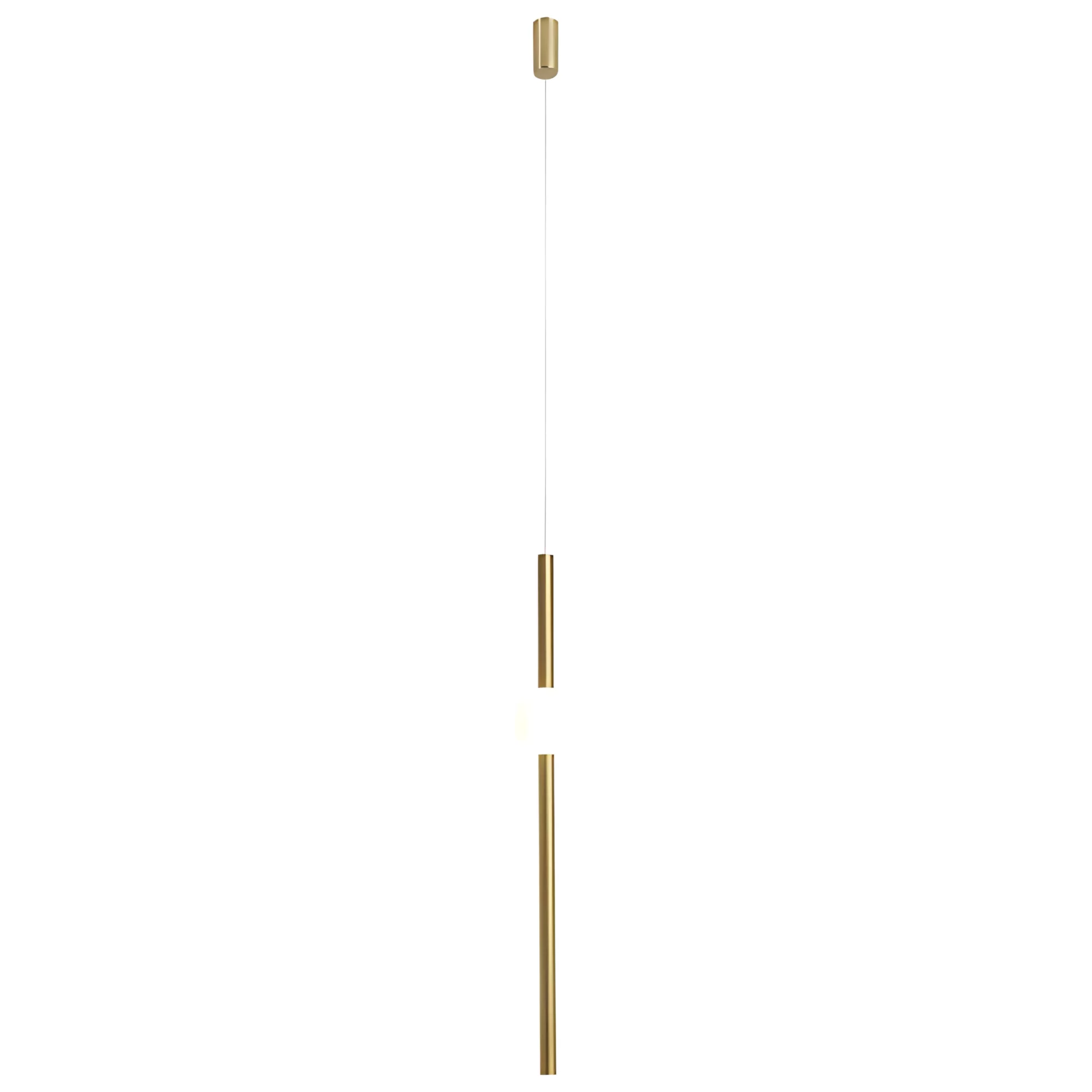 Złota lampa wisząca LED O-Line - L o wysokości 93 cm