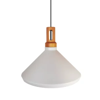 Lampa wisząca Nordic Woody z stożkowym kloszem o średnicy 35 cm