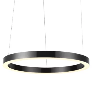 Czarna, wisząca lampa LED Circle o średnicy 80 cm
